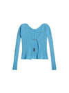 La Maille Pralu Longue Micro Charm Logo Cardigan Light Blue - JACQUEMUS - BALAAN 2