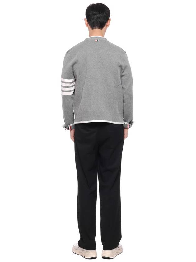 V-Neck Diagonal Armband Cardigan Grey - THOM BROWNE - BALAAN 6