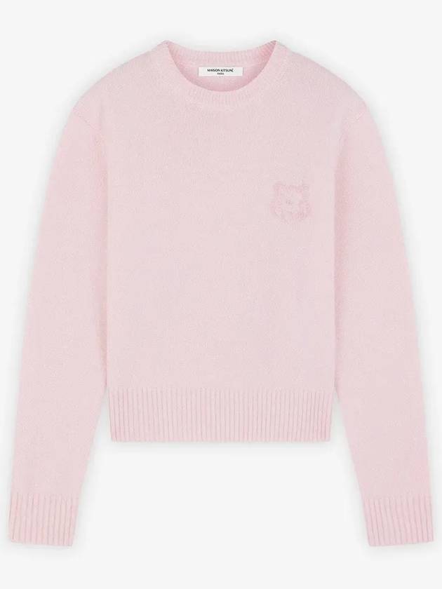 Bold Fox Head Embroidered Crop Knit Top Pink - MAISON KITSUNE - BALAAN 2