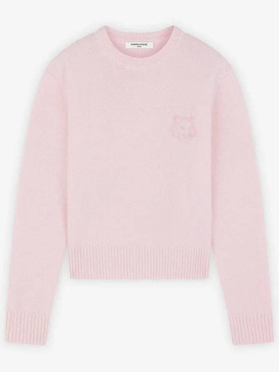 Bold Fox Head Embroidered Crop Knit Top Pink - MAISON KITSUNE - BALAAN 2