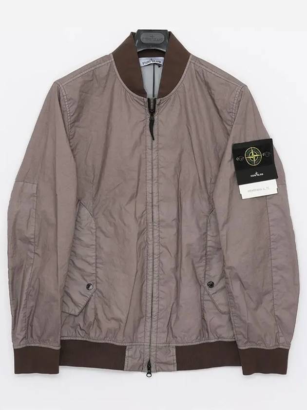 Men's Wappen Patch Zip-Up Bomber Jacket Grey Brown - STONE ISLAND - BALAAN 2