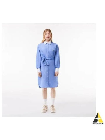 women striped shirt dress blue - LACOSTE - BALAAN 1