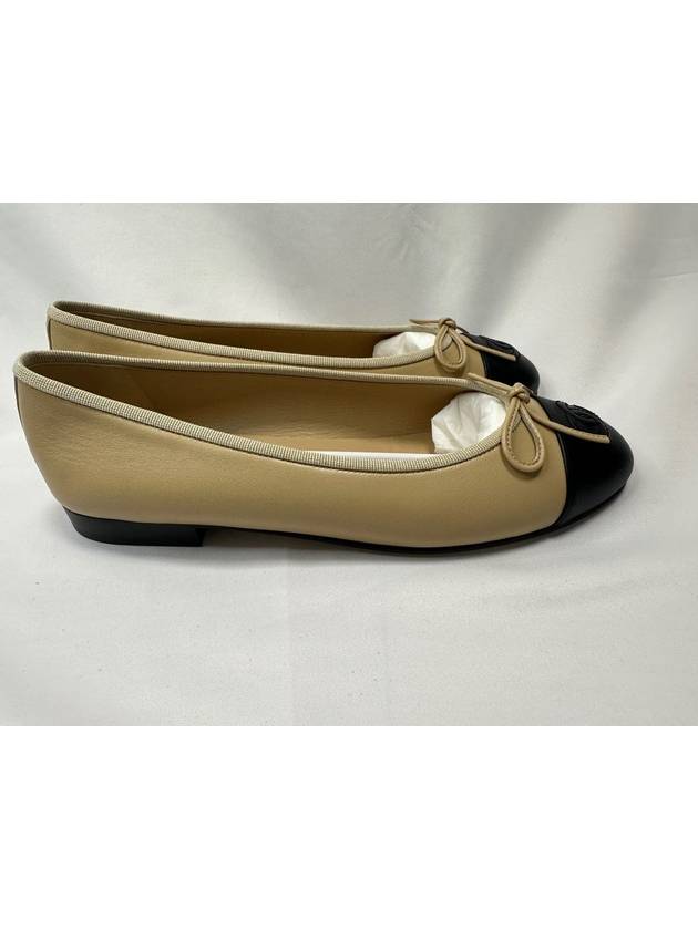 Ballerina Flat Shoes Calfskin Women s Black Beige Gumbe EU38 5 G02819 - CHANEL - BALAAN 4