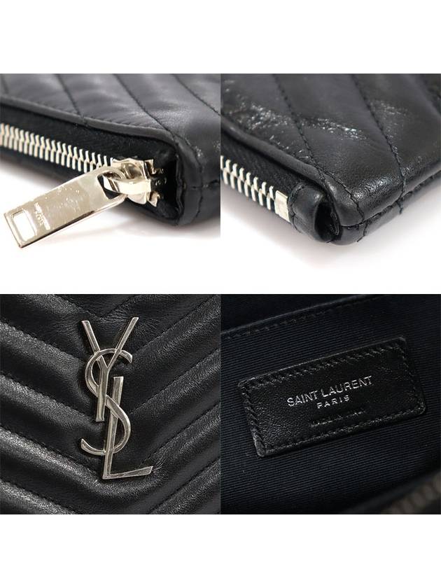 440222 Black Matelasse Monogram Document Holder Strap Clutch - SAINT LAURENT - BALAAN 7