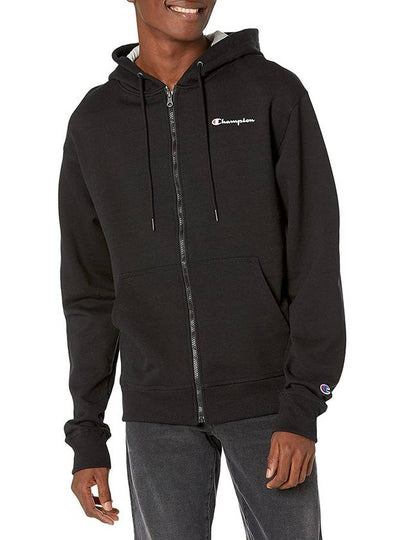 Logo Powerblend Fleece Hooded Zip-Up Black - CHAMPION - BALAAN 2