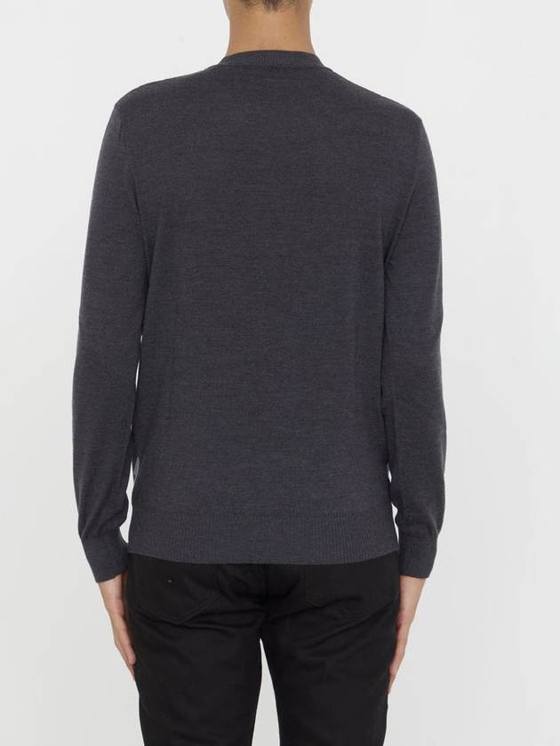 Monogram Jacquard Wool Crewneck Knit Top Grey - FENDI - BALAAN 3