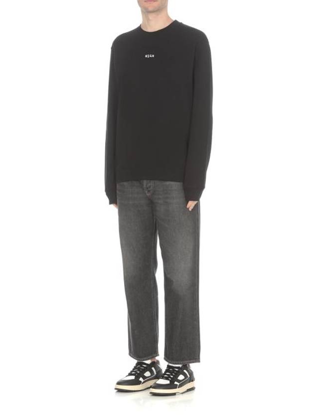 Brushed Micro Logo Cotton Sweatshirt Black - MSGM - BALAAN 4