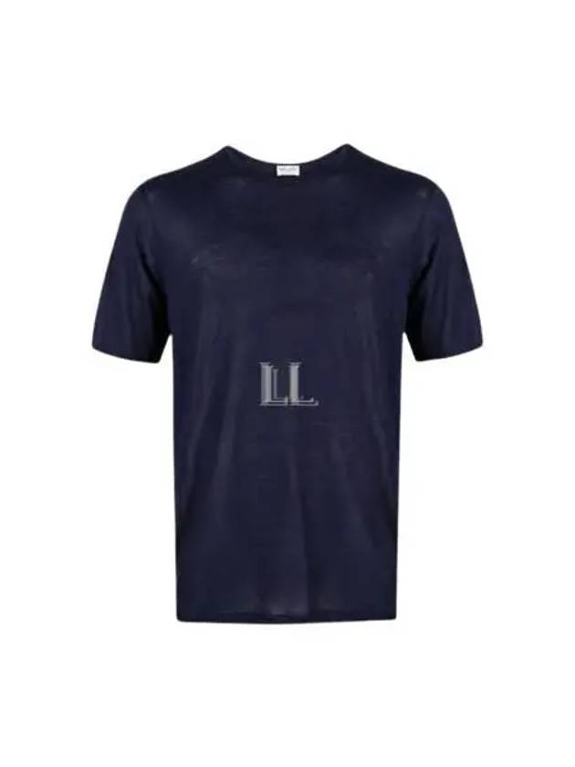 Basic Short Sleeve T-Shirt Blue - SAINT LAURENT - BALAAN 2