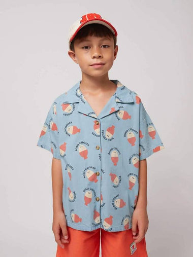 Children s Shirt Morning Egg all over light denim B125AC026 - BOBO CHOSES - BALAAN 1