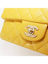 Top Handle Lambskin Mini Flap Cross Bag Yellow - CHANEL - BALAAN 9