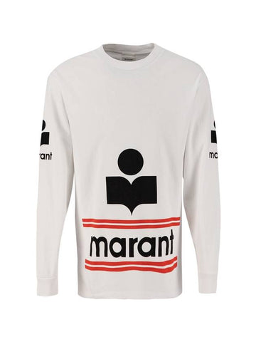 Logo Print Cotton Long Sleeve T Shirt White - ISABEL MARANT - BALAAN 1