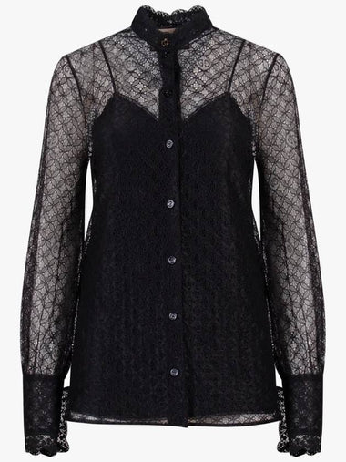 Women's GG Geometric Lace Blouse Black - GUCCI - BALAAN 1