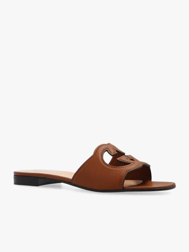 Women's Interlocking G Cut Out Slide Sandals Brown - GUCCI - BALAAN 6