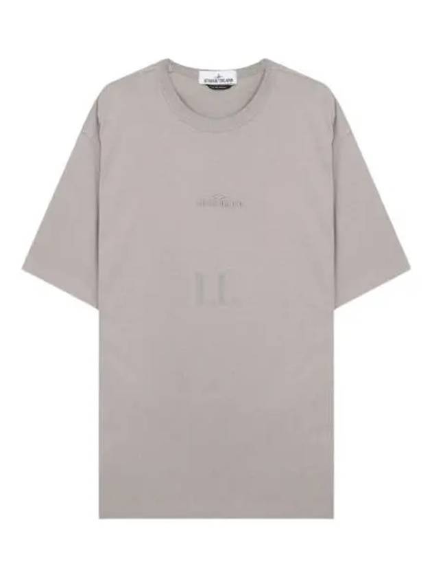 Micro Embroidered Logo Cotton Jersey Short Sleeve T-Shirt Dove Grey - STONE ISLAND - BALAAN 2