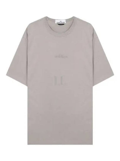 Micro Embroidered Logo Cotton Jersey Short Sleeve T-Shirt Dove Grey - STONE ISLAND - BALAAN 2