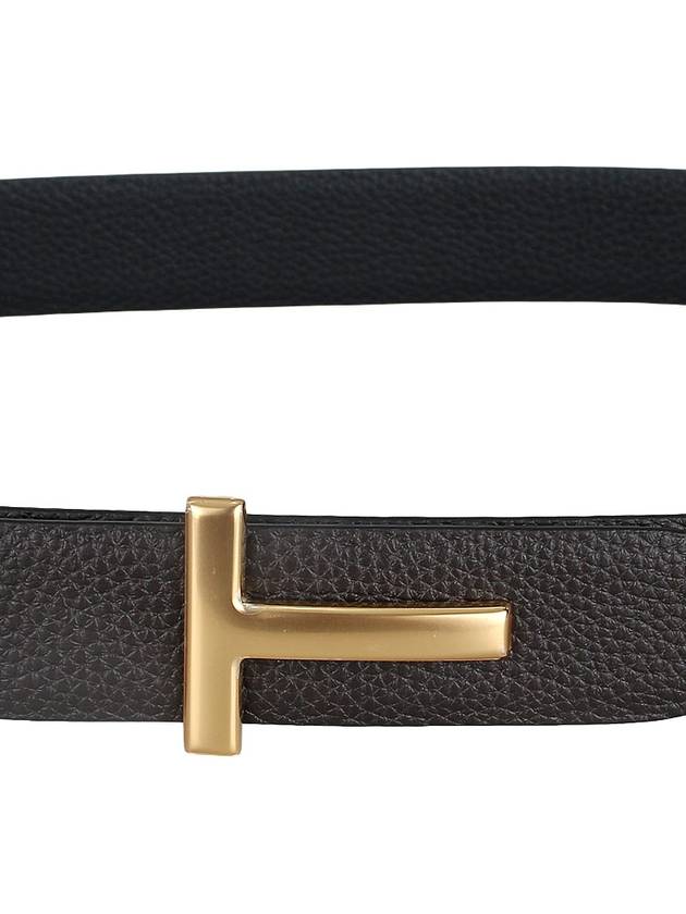 T Logo Reversible Leather Belt Black Brown - TOM FORD - BALAAN 8