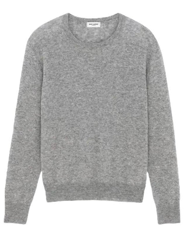 Cashmere Silk Knit Top Grey - SAINT LAURENT - BALAAN 1