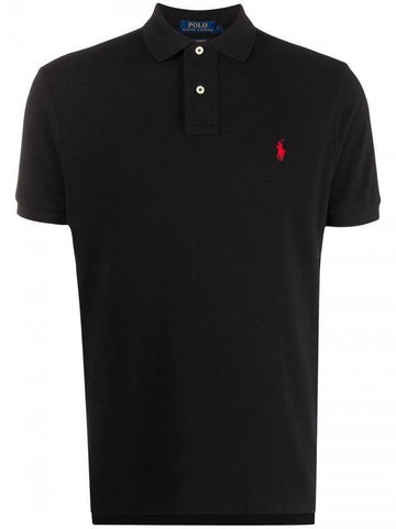 Men's Red Embroidered Logo Polo Shirt Black - POLO RALPH LAUREN - BALAAN 1