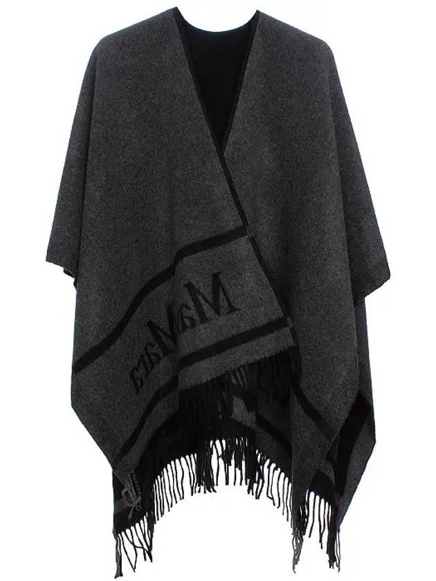 Hilde Logo Print Wool Cape Black - MAX MARA - BALAAN 7