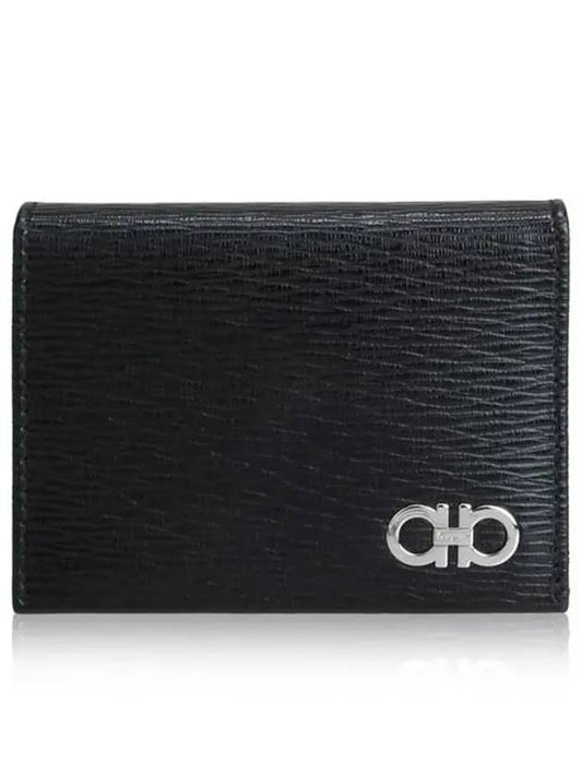 Salvatore Revival Gancini Bicolor Card Wallet Black - SALVATORE FERRAGAMO - BALAAN 2