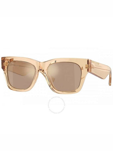 Burberry Light Brown Mirror Flash Gold Square Ladies Sunglasses BE4424F 40635A 52 - BURBERRY - BALAAN 1