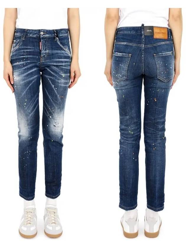 Women's Painting Wash Crop Jeans Blue - DSQUARED2 - BALAAN 3