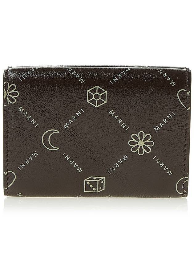 Graphic Logo Calf Leather Half Wallet Brown - MARNI - BALAAN 4