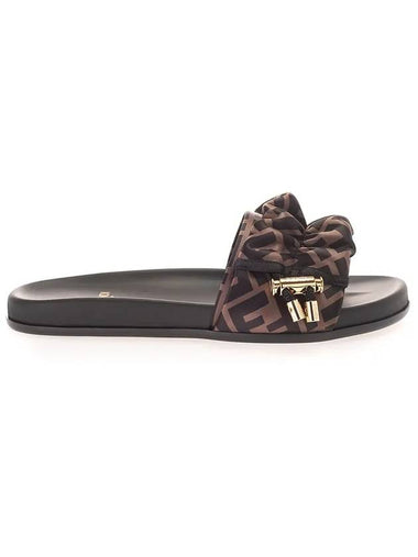 Feel Satin Slippers Brown - FENDI - BALAAN 1