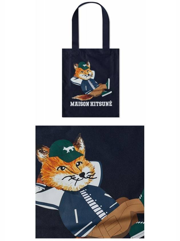 Dressed Fox Vertical Cotton Canvas Tote Bag Navy - MAISON KITSUNE - BALAAN 5