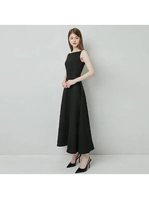 Crystal sleeveless tweed long dress black - AME - BALAAN 6