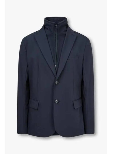 Men s string high neck single jacket navy - EMPORIO ARMANI - BALAAN 1