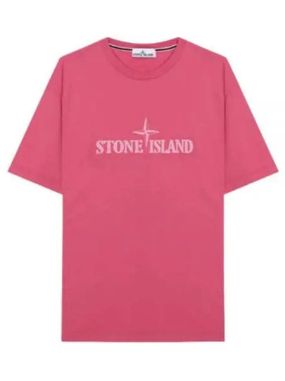 Stitches Two Embroidery Short Sleeve T-Shirt Cyclamen - STONE ISLAND - BALAAN 2