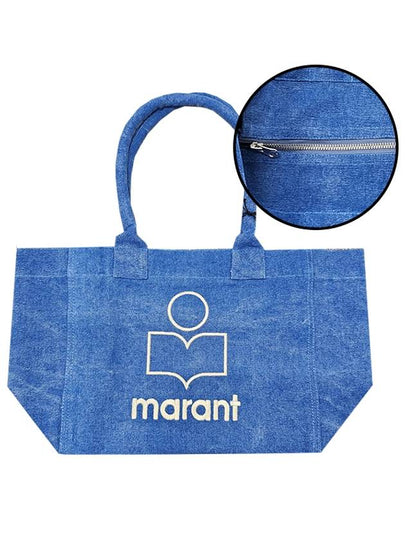 Yenky Zipper Logo Washed Cotton Tote Bag Blue - ISABEL MARANT - BALAAN 2