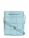 Cassette Intrecciato Leather Bucket Bag Light Blue - BOTTEGA VENETA - BALAAN 1