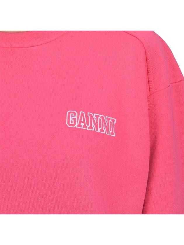 Women's Logo Print Cotton Sweatshirt Pink - GANNI - BALAAN 9