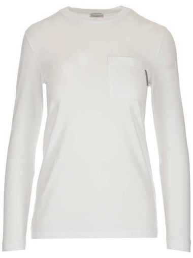 Pocket Long Sleeve T-Shirt White - BRUNELLO CUCINELLI - BALAAN 1