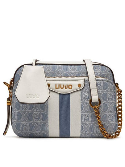 Logo Jacquard Shoulder Bag Blue - LIU JO - BALAAN 2