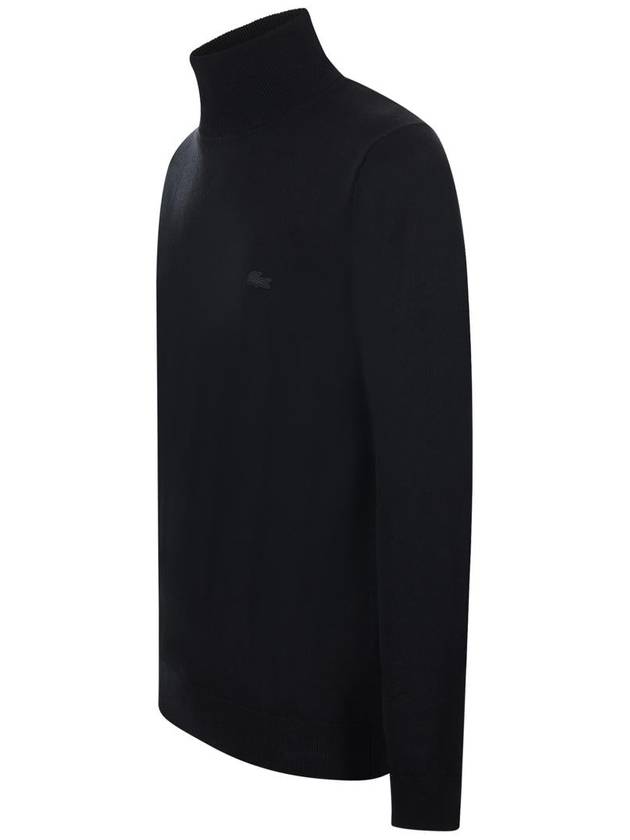 Logo Patch Merino Wool Turtleneck Black - LACOSTE - BALAAN 3