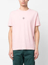 Garment Dyed Lettering One Print Cotton Jersey Short Sleeve T-Shirt Pink - STONE ISLAND - BALAAN 4