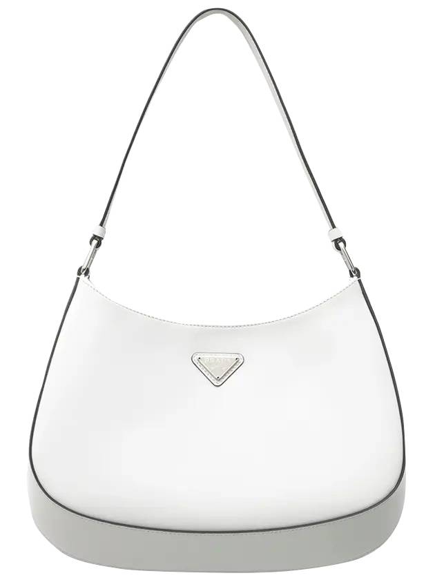 Triangular Logo Cleo Brushed Leather Shoulder Bag White - PRADA - 1