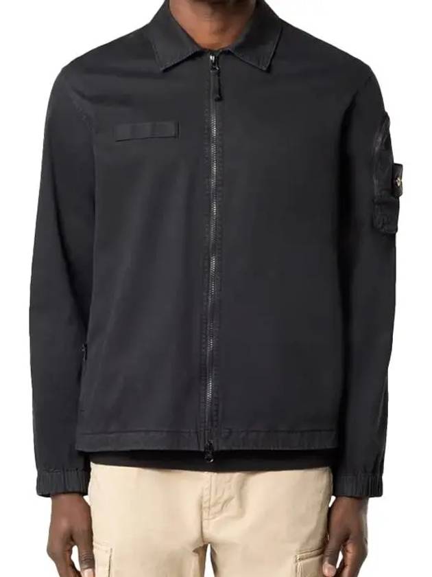 Organic Zip-Up Fastening Shirt Zip-Up Jacket Black - STONE ISLAND - BALAAN 4