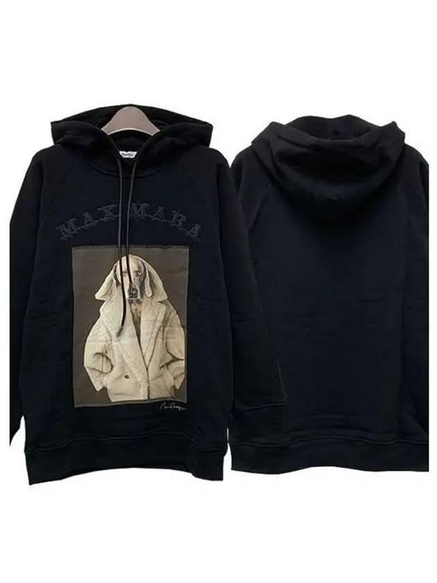 Lillo Graphic Print Cotton Hoodie Black - MAX MARA - BALAAN 2