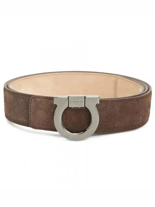 Gancini Reversible Leather Belt Brown - SALVATORE FERRAGAMO - BALAAN 2