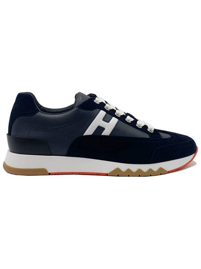 Trail Sneakers Calfskin Suede Goatskin Marine - HERMES - BALAAN 2