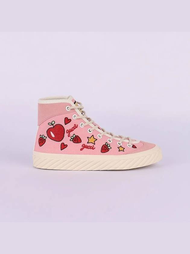 Women's Canvas High Top Sneakers Pink - GUCCI - BALAAN 3