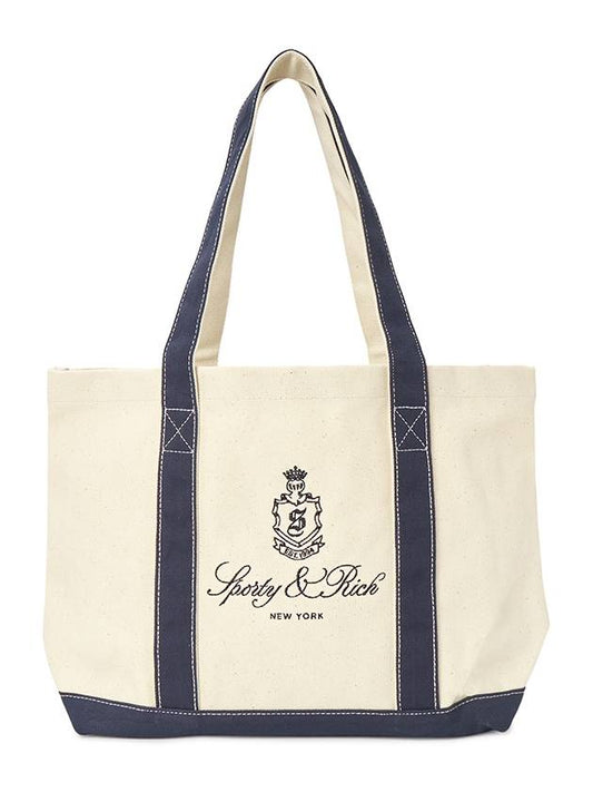 Logo Two-tone Tote Bag Navy Natural - SPORTY & RICH - BALAAN 2