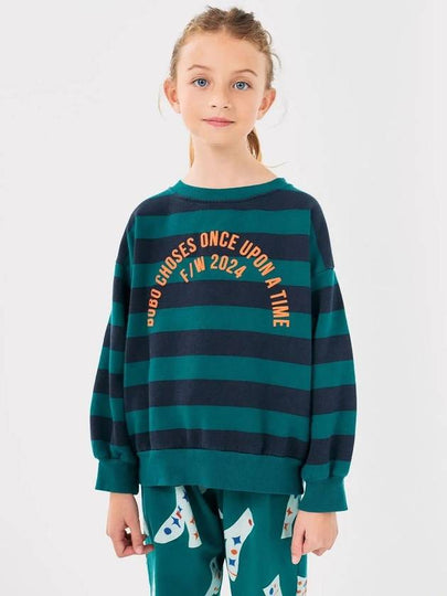 Kids Circle Logo Stripe Sweatshirt Green - BOBO CHOSES - BALAAN 2