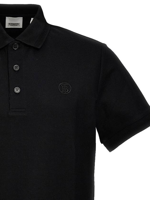 Men's Embroidered Logo Cotton Polo Shirt Black - BURBERRY - BALAAN 4