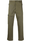 Men's Button Zip Pocket Cotton Straight Pants Dark Green - MONCLER - BALAAN 1