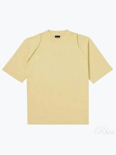 Camargue Embroidered Logo Cotton Short Sleeve T-shirt Light Yellow - JACQUEMUS - BALAAN 2